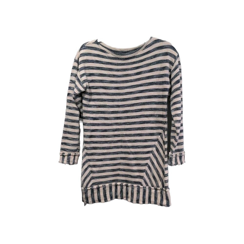 Soft Surroundings Womens Marina Striped Knit Pullover Tunic Dress Size S Black